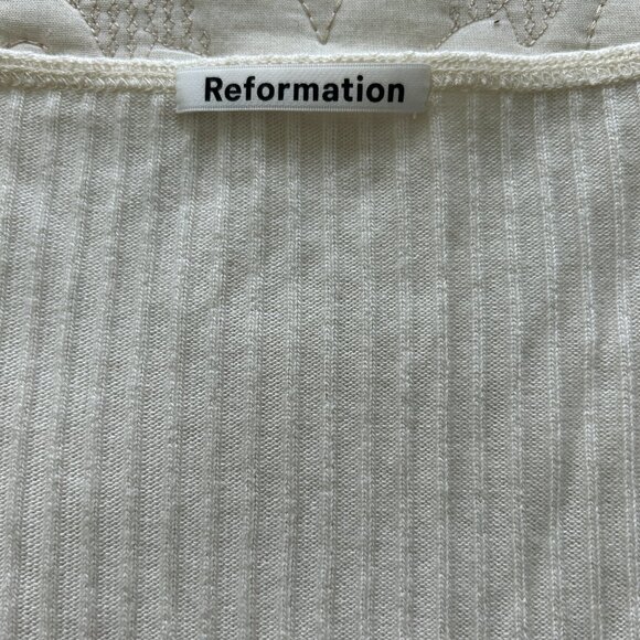 Reformation White Ribbed Button-Up Blouse - Picture 5 of 6
